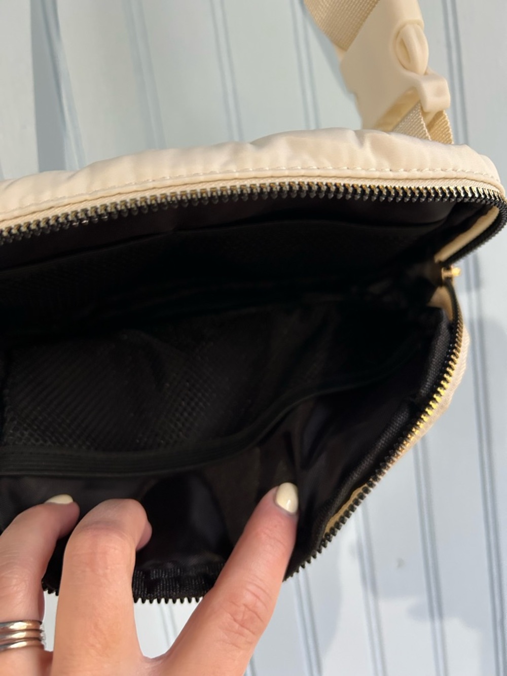Cream Crossbody Sling Bag with Adjustable Strap. Can be used as a belt bag - Picture 4 of 6